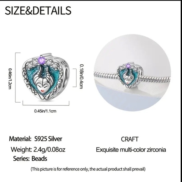 925 Sterling Silver Disney Inspired MALEFICENT Charm/Pendant - NWT - Picture 3 of 4